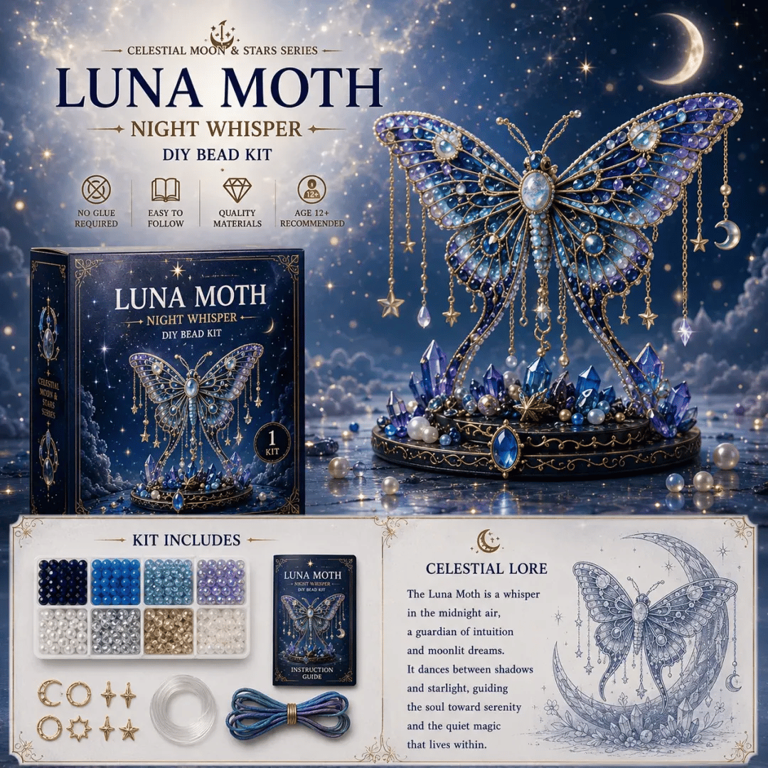 🌙Moon Cat Luna Guardian DIY Bead Kit | Celestial Moon & Stars Series