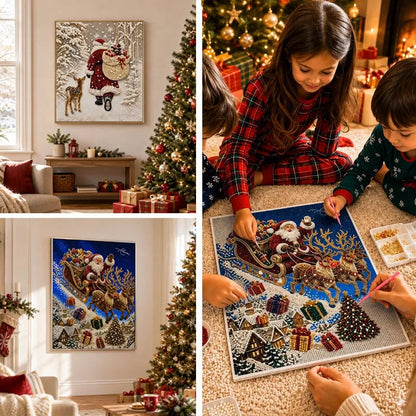 🎅🎄 Premium 3D Pearl Christmas Reindeer Diamond Painting Art Kit |  Luxury Flocked Canvas with Scratch-Resistant Non-Fading Pearl Beads DIY Holiday Decor⛄️❄️