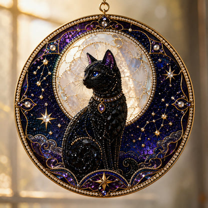 🔥Last Day 50% OFF - 🌙 DIY Celestial Black Cat Window Hanging Kit | 3D Pearl Bead Suncatcher 🔮✨(📦Buy 2 Free Shipping)
