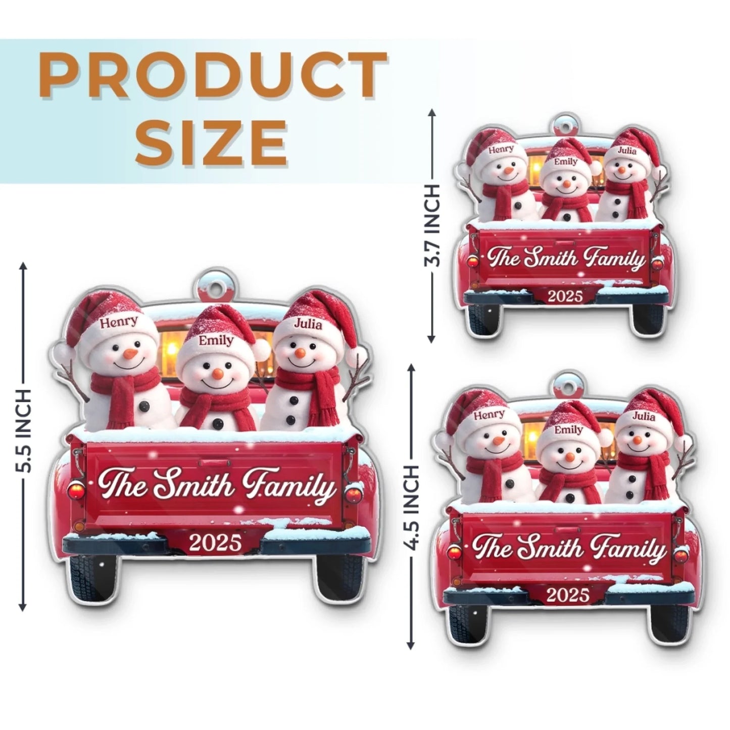 Custom Acrylic Ornament - Personalized Christmas Birthday Gifts For Mom, Dad, Kids - Family Sleigh Vibes