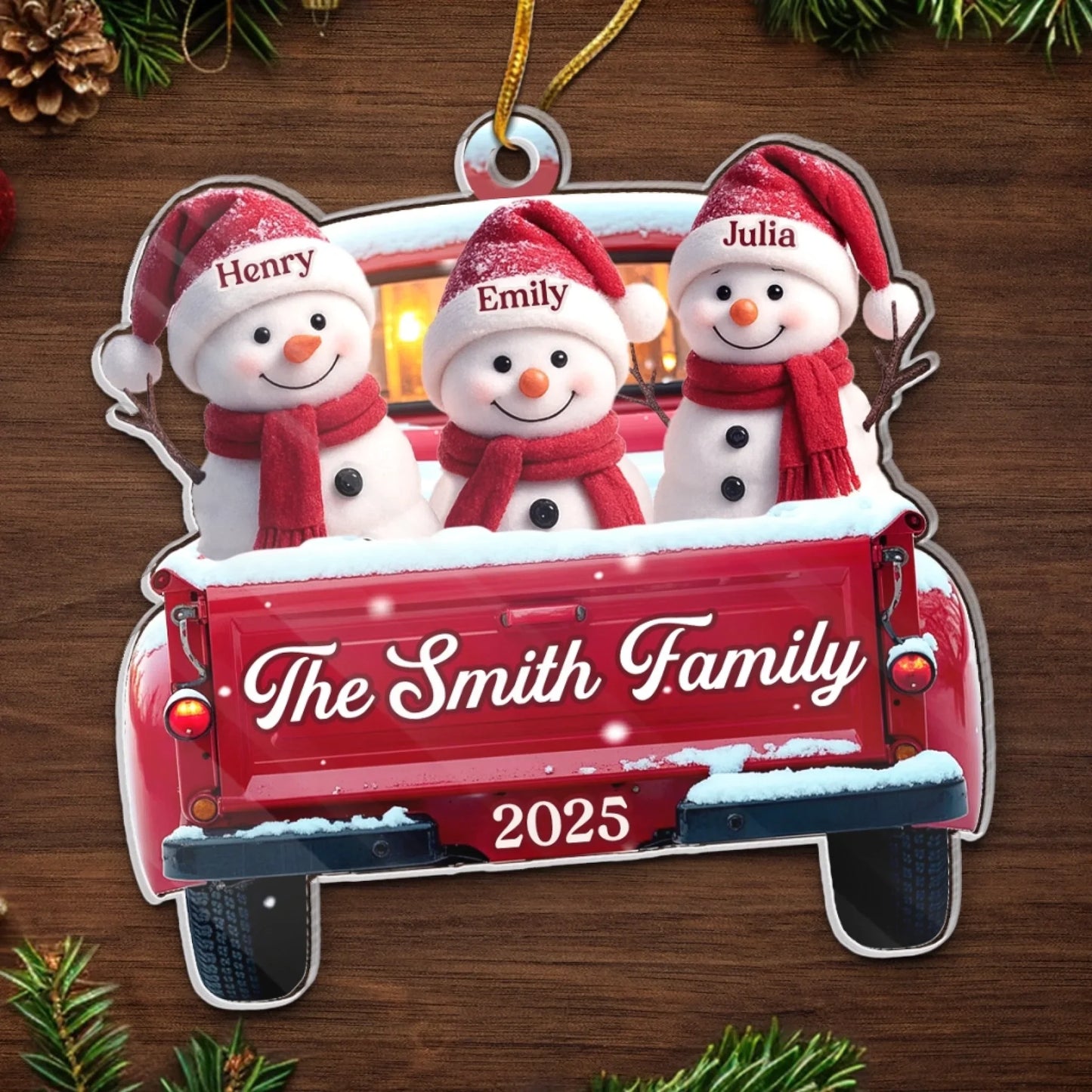 Custom Acrylic Ornament - Personalized Christmas Birthday Gifts For Mom, Dad, Kids - Family Sleigh Vibes