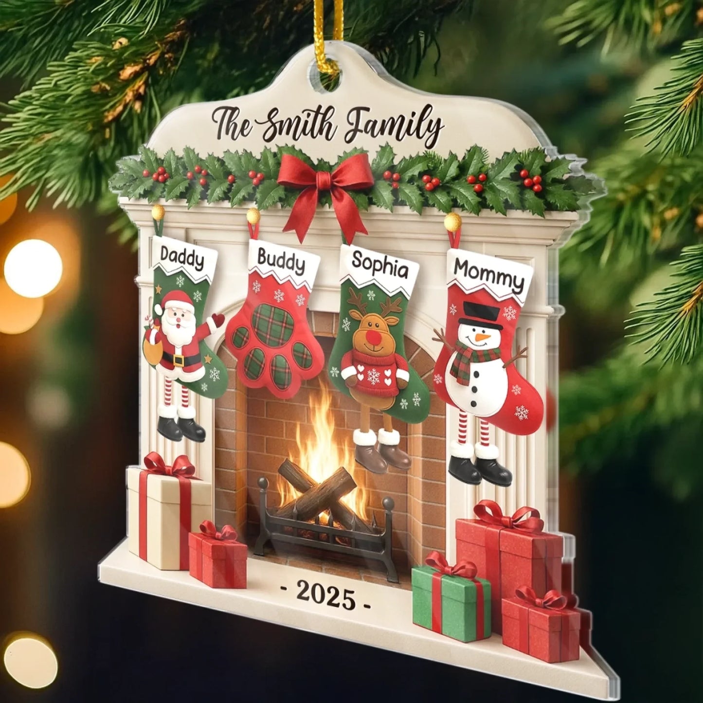 Custom Acrylic Ornament - Personalized Christmas Birthday Gifts For Mom, Dad, Brother, Sister, Kids - Christmas Glows Where Hearts Gather