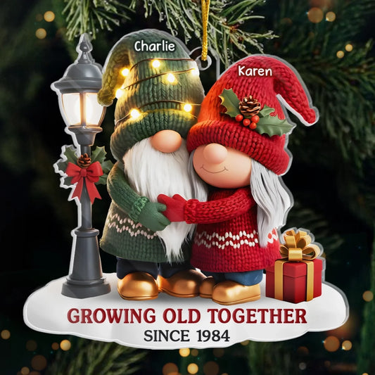 Custom Gnome Acrylic Ornament - Personalized Anniversary Christmas Wedding Gifts For Husband And Wife, Him And Her - Our Story Continues
