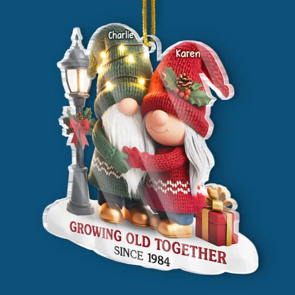 Custom Gnome Acrylic Ornament - Personalized Anniversary Christmas Wedding Gifts For Husband And Wife, Him And Her - Our Story Continues