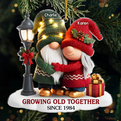 Custom Gnome Acrylic Ornament - Personalized Anniversary Christmas Wedding Gifts For Husband And Wife, Him And Her - Our Story Continues