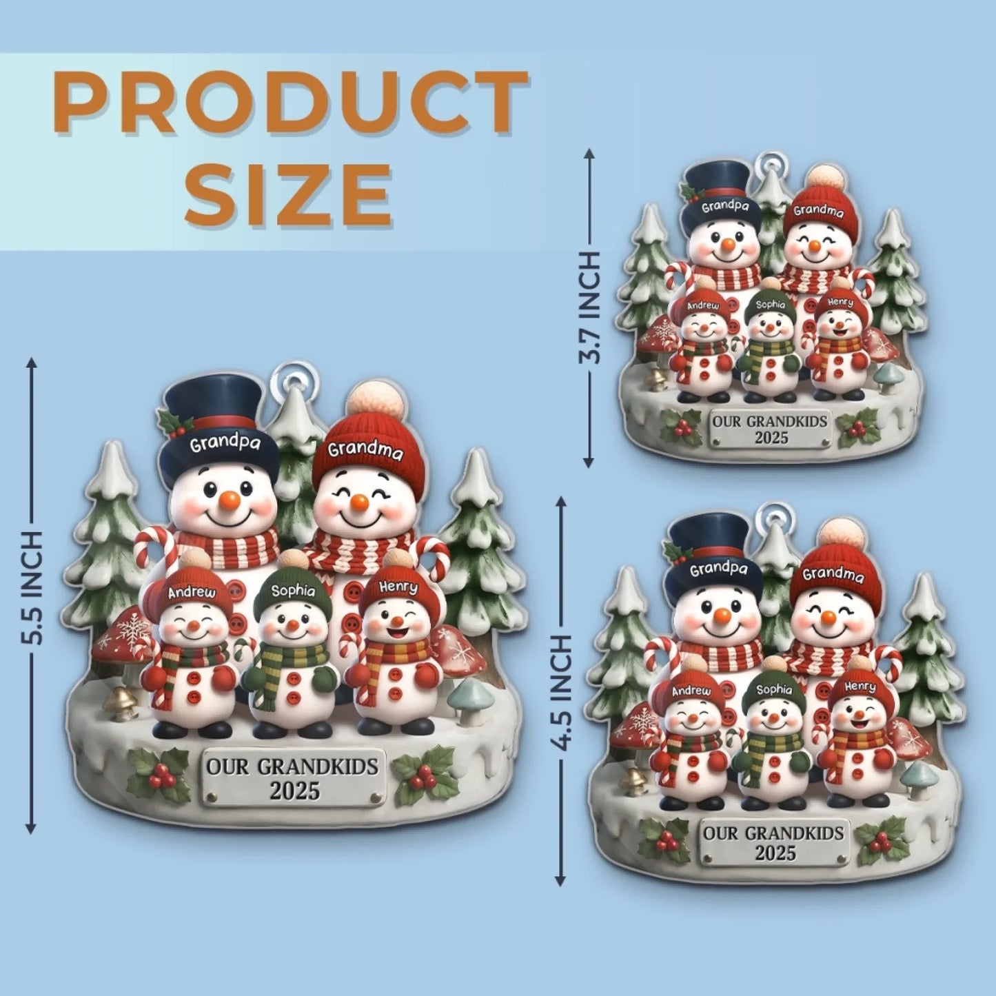 Custom Snowman Acrylic Ornament - Personalized Christmas Birthday Gifts For Grandpa, Grandma - Love Builds Where We Belong