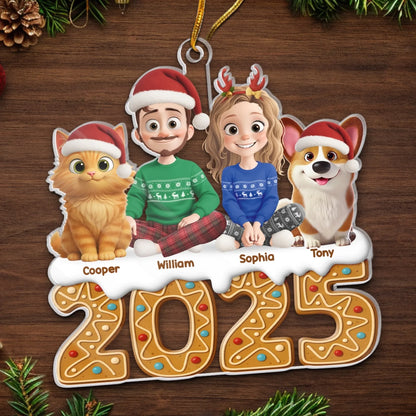 Custom Acrylic Ornament - Personalized Christmas Birthday Gifts For Family, Dog Cat Lovers - Gingerbread Dreams, Family Themes
