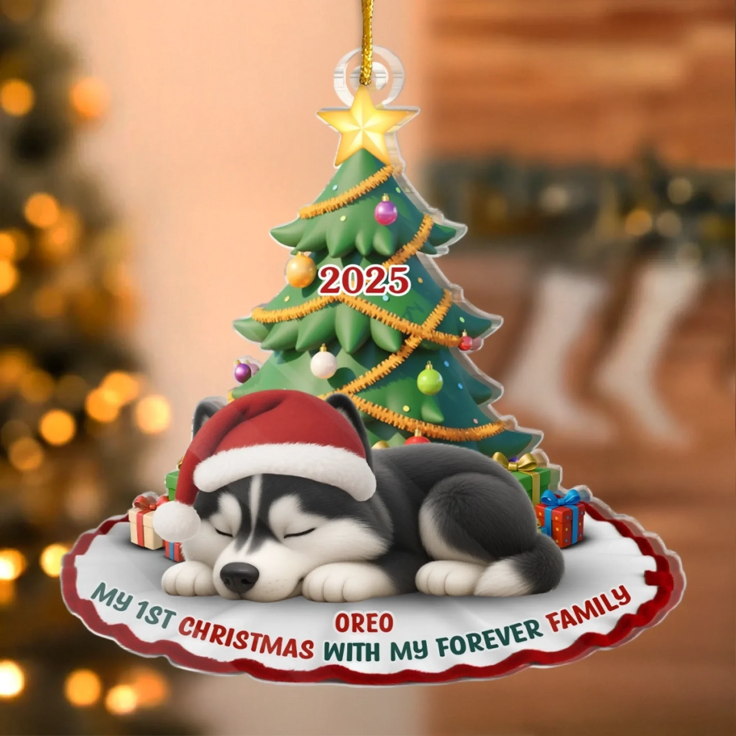 Custom First Christmas Acrylic Ornament - Personalized Christmas Birthday Gifts For Dog Cat Lovers, Dog Dad And Mom, Cat Owners - Purrfectly Festive