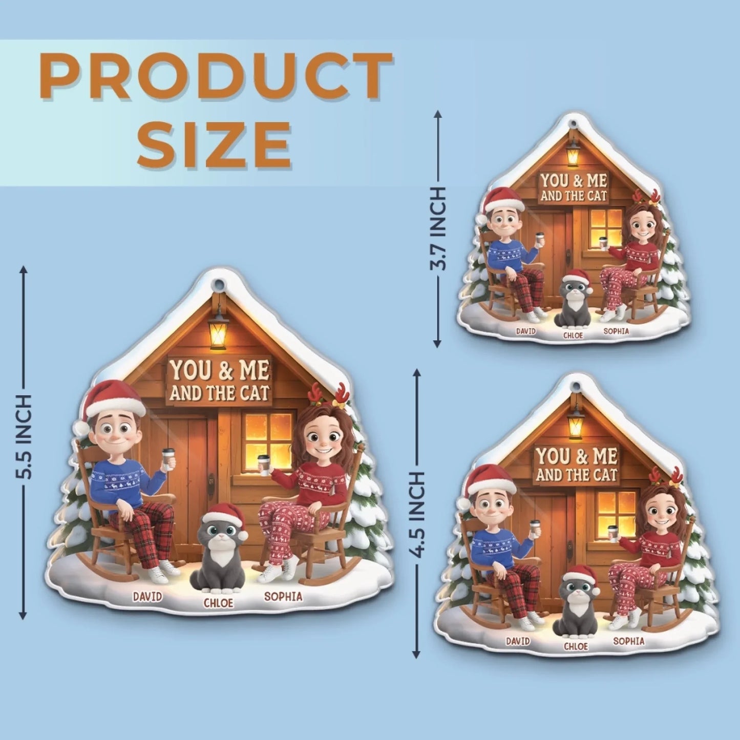 Custom Acrylic Ornament - Personalized Anniversary Christmas Wedding Gifts For Husband And Wife, Cat Mom And Dad - You, Me And The Purr Machine