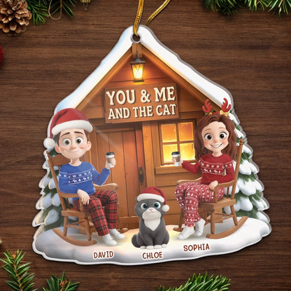 Custom Acrylic Ornament - Personalized Anniversary Christmas Wedding Gifts For Husband And Wife, Cat Mom And Dad - You, Me And The Purr Machine