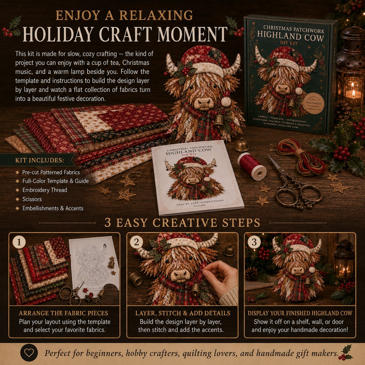 🔥LAST DAY 50% OFF - 🎅Christmas Patchwork Fabric DIY Decor Kit