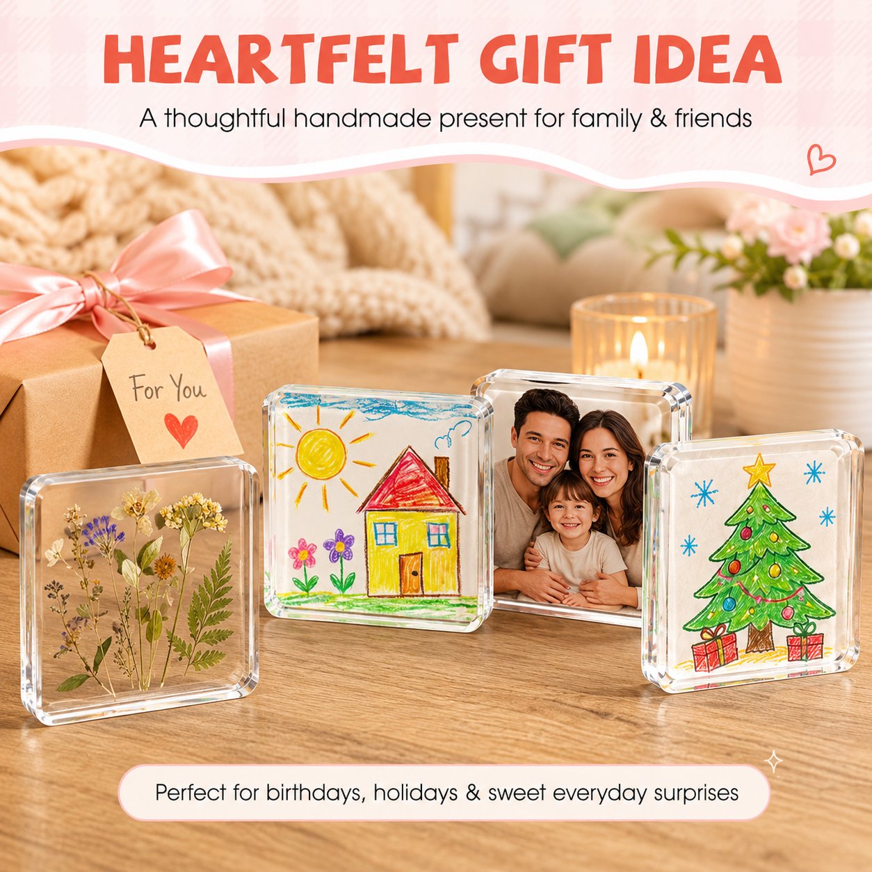 💕 DIY 3D Crystal Clear Acrylic Photo Fridge Magnet Kit – Create Personalized Memory Keepsakes 🎞✨