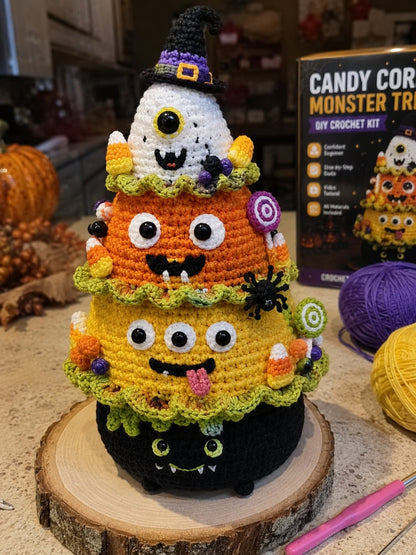 🔥 LAST DAY 49% OFF – 🎃 Halloween Tree DIY Crochet Kit | All-In-One Kit for a Layered 7-Inch Spooky Tabletop Decoration 🧶👻✨
