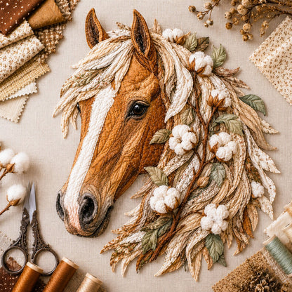 🐴 Floral Horse Patchwork Fabric DIY Decor Kit