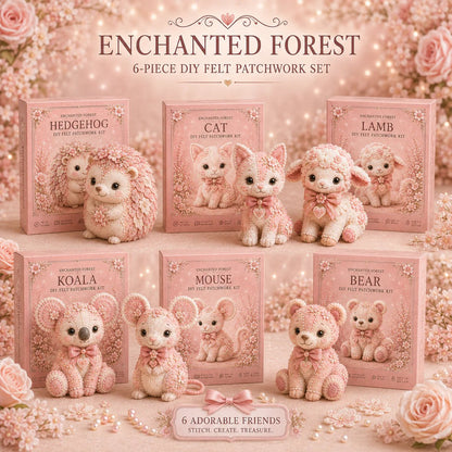 🔥LAST DAY 50% OFF - 💗Pink Woodland Friends DIY Felt Sewing Kit – Make Your Own Cute Animal