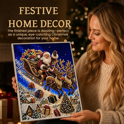 🎅🎄 Premium 3D Pearl Christmas Reindeer Diamond Painting Art Kit |  Luxury Flocked Canvas with Scratch-Resistant Non-Fading Pearl Beads DIY Holiday Decor⛄️❄️