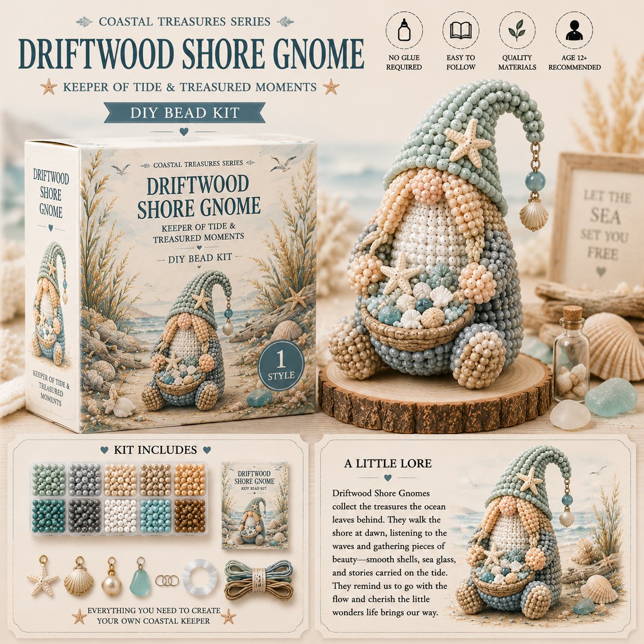 🔥Last Day BUY 3 GET 1 FREE💕Cozy Gnome DIY Bead Kit Collection– Collect All 12 Gnome