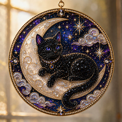 🔥Last Day 50% OFF - 🌙 DIY Celestial Black Cat Window Hanging Kit | 3D Pearl Bead Suncatcher 🔮✨(📦Buy 2 Free Shipping)