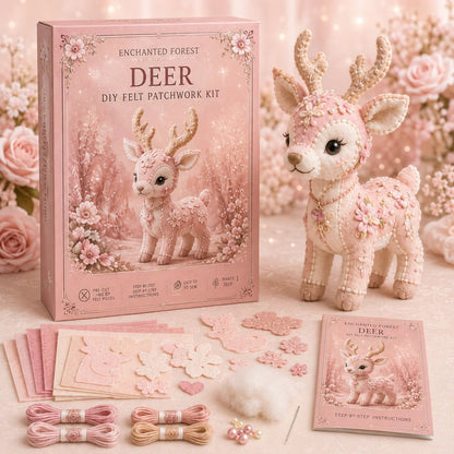🔥LAST DAY 50% OFF - 💗Pink Woodland Friends DIY Felt Sewing Kit – Make Your Own Cute Animal