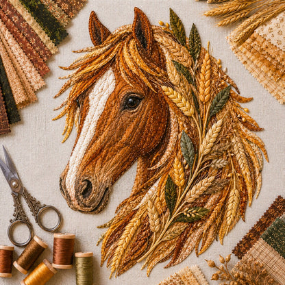 🐴 Floral Horse Patchwork Fabric DIY Decor Kit