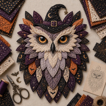 🦉 Layered Fabric Owl Wall Art DIY Kit