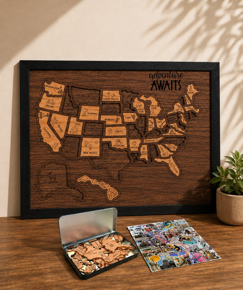 🇺🇸 Wooden USA Travel Map Puzzle🧩 DIY Your Own USA Photo Map & Track Every Journey✨