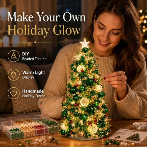 🎄✨DIY Beaded Mini Christmas Tree Kit – 🎅Create Your Own Glowing Holiday Decoration