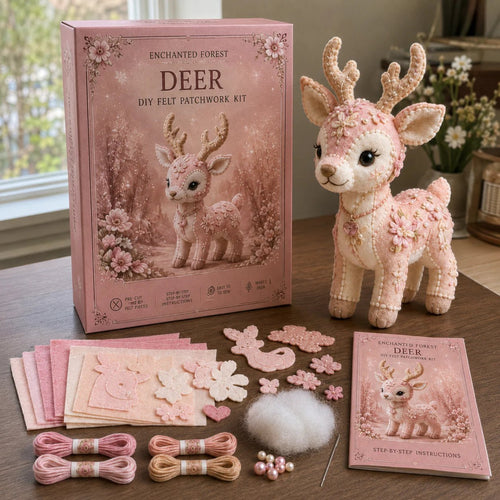 🔥LAST DAY 50% OFF - 💗Pink Woodland Friends DIY Felt Sewing Kit – Make Your Own Cute Animal
