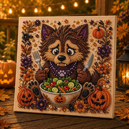 👻 Premium 3D Pearl Absurd Halloween Wall Art Kit | Luxury Flocked Canvas with Scratch-Resistant Non-Fading Pearl Beads DIY Funny Spooky Decor 🕷️✨