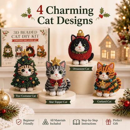 🐱🎄 Premium 3D Beaded Christmas Cats DIY Kit ✨