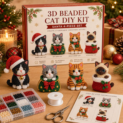 🐱🎄 Premium 3D Beaded Christmas Cats DIY Kit ✨