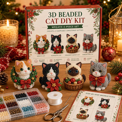 🐱🎄 Premium 3D Beaded Christmas Cats DIY Kit ✨