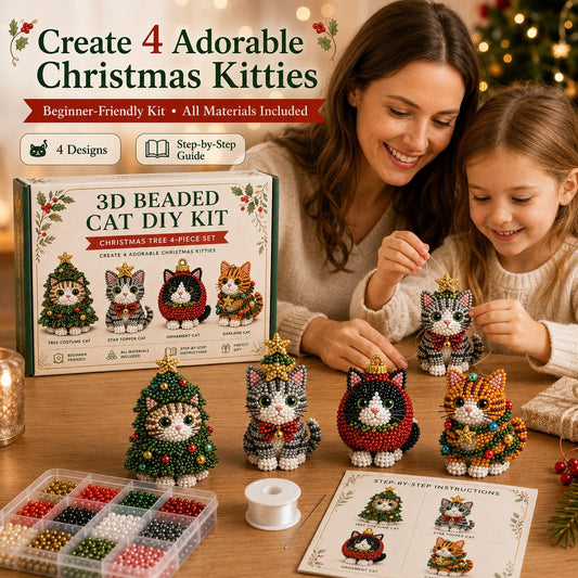 🐱🎄 Premium 3D Beaded Christmas Cats DIY Kit ✨