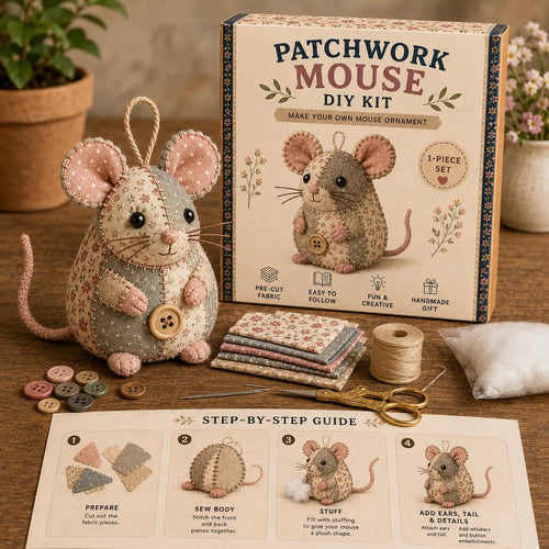 ❤️Beginner-Friendly🐭Patchwork Mouse DIY Kit🧵Sew Your Own Cute Fabric Friend