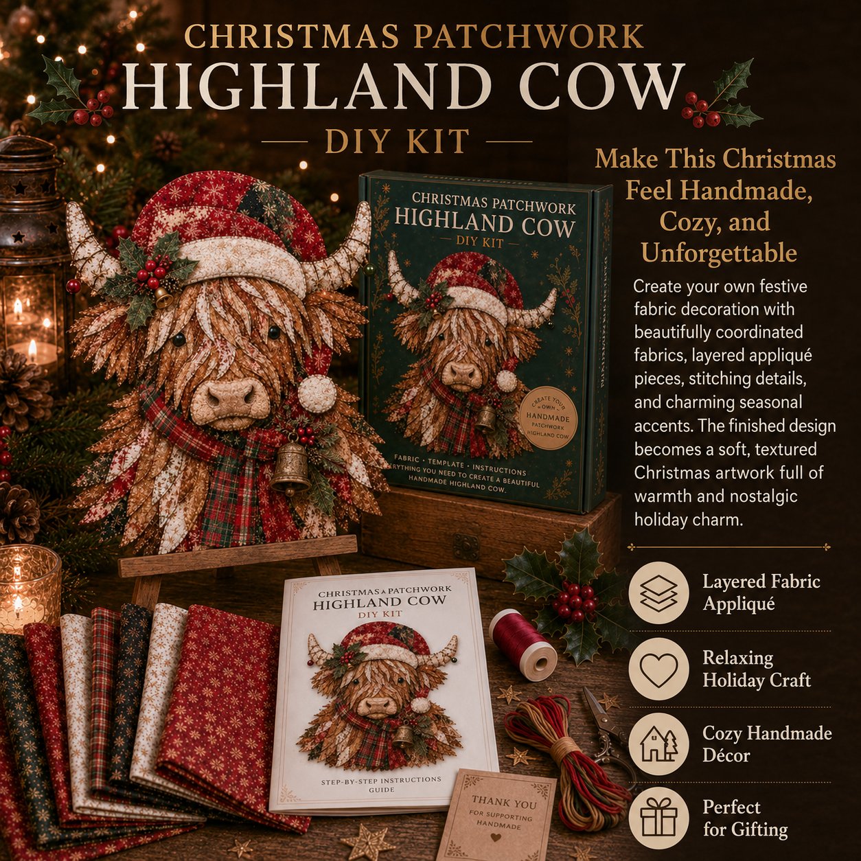 🔥LAST DAY 50% OFF - 🎅Christmas Patchwork Fabric DIY Decor Kit