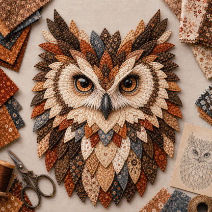 🦉 Layered Fabric Owl Wall Art DIY Kit