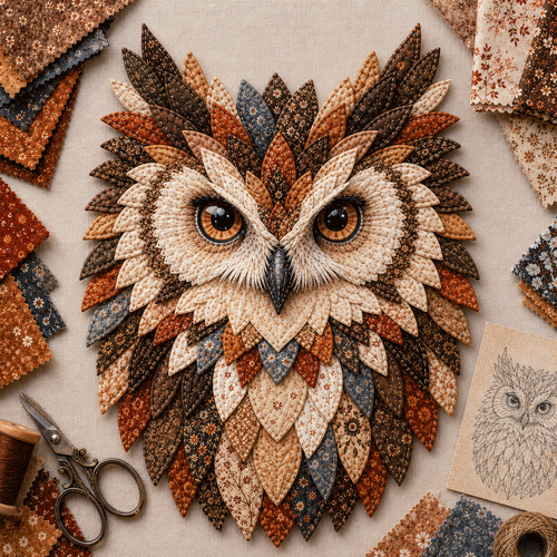 🦉 Layered Fabric Owl Wall Art DIY Kit