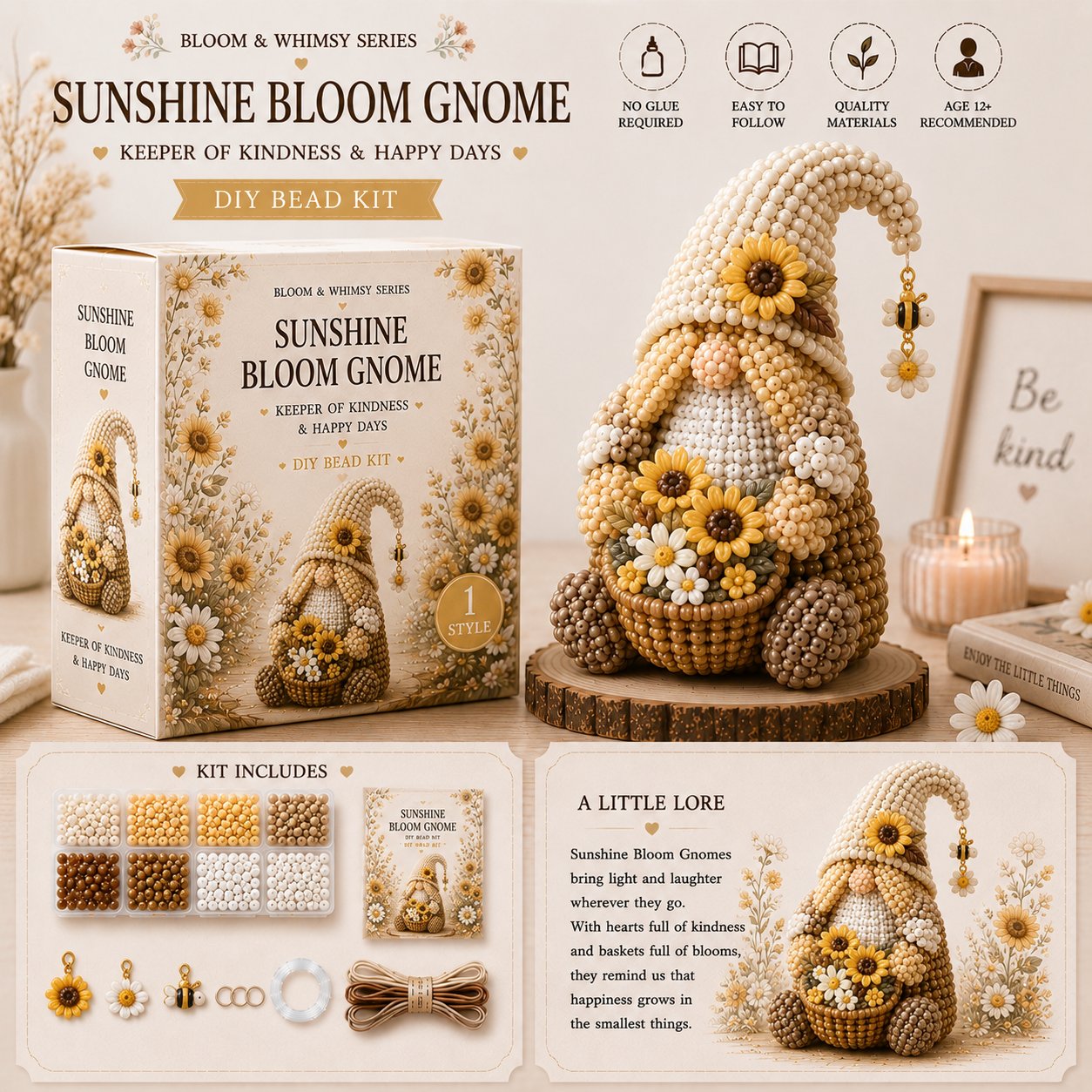 🔥Last Day BUY 3 GET 1 FREE💕Cozy Gnome DIY Bead Kit Collection– Collect All 12 Gnome
