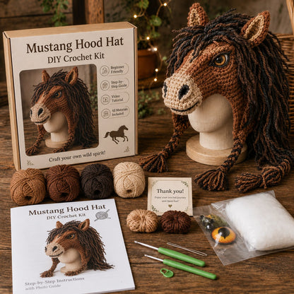 🐮 Animal Hood Hat DIY Crochet Kit