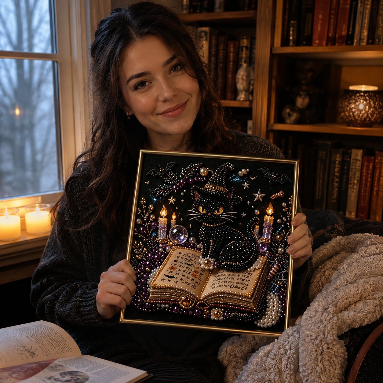 🔥 LAST DAY 49% OFF – 🖤 Premium 3D Pearl Dark Gothic Diamond Painting Art Kit | Luxury Flocked Canvas with Scratch-Resistant Non-Fading Pearl Beads DIY Dark Academia Decor 💀🕯️✨