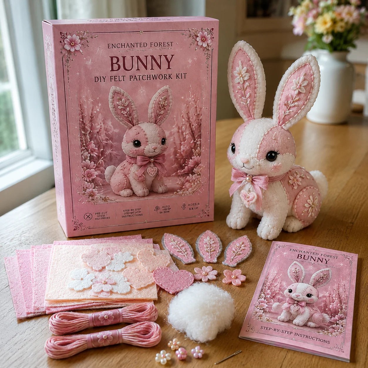 🔥LAST DAY 50% OFF - 💗Pink Woodland Friends DIY Felt Sewing Kit – Make Your Own Cute Animal