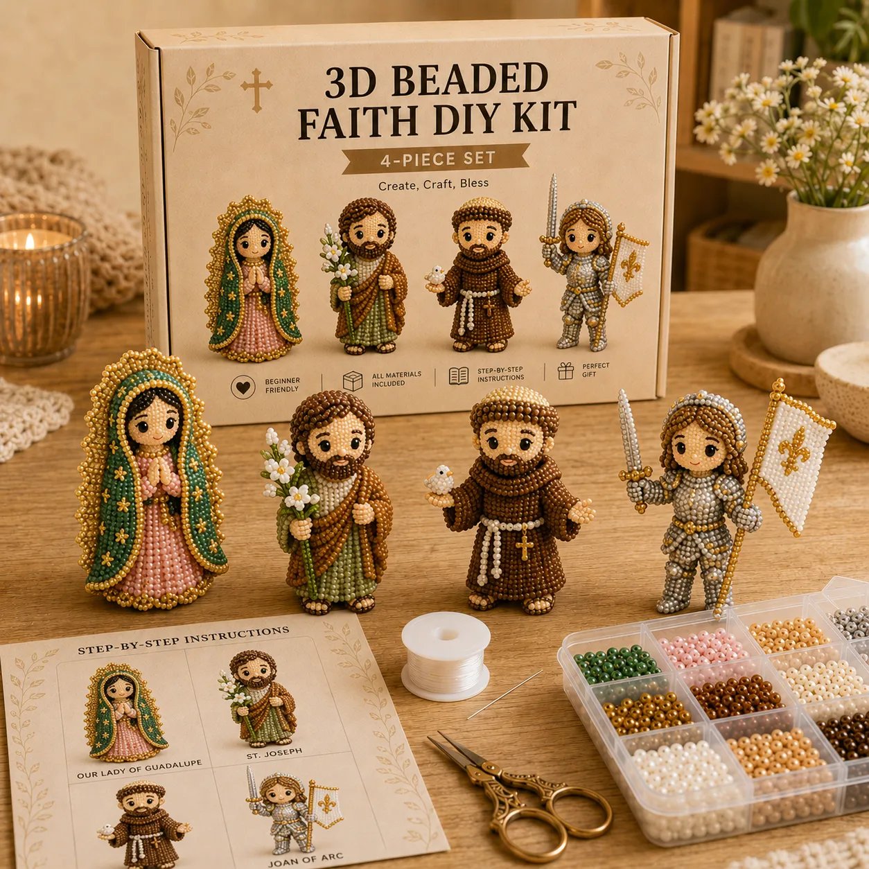 🔥 Last Day 50% OFF - Tiny 3D Beaded Faith & Angel DIY Kit✨🕊️