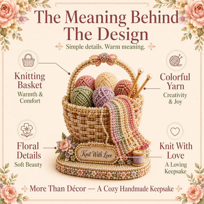 🧶 Knitting Basket 3D Beaded DIY Kit – Handmade Display Decor & Storage Basket