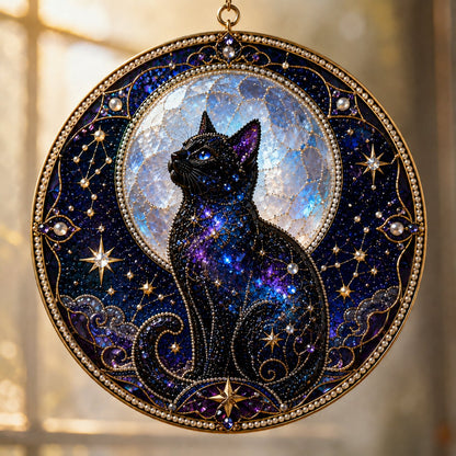 🔥Last Day 50% OFF - 🌙 DIY Celestial Black Cat Window Hanging Kit | 3D Pearl Bead Suncatcher 🔮✨(📦Buy 2 Free Shipping)
