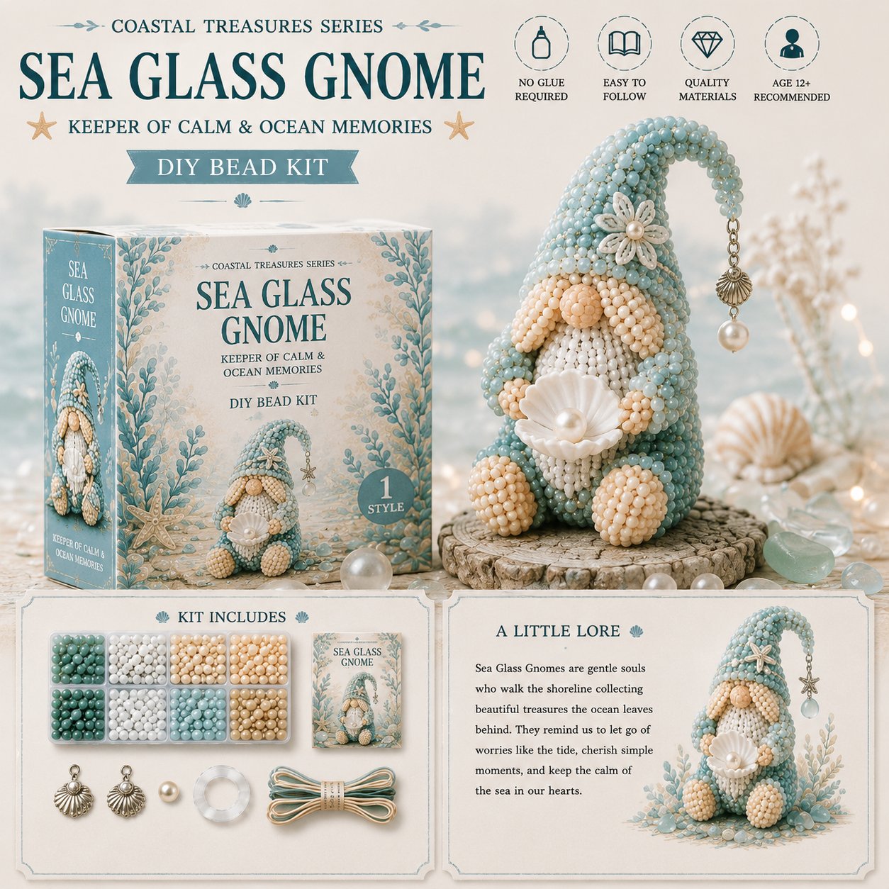 🔥Last Day BUY 3 GET 1 FREE💕Cozy Gnome DIY Bead Kit Collection– Collect All 12 Gnome