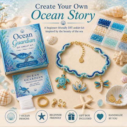 🔥 LAST DAY 49% OFF – 🌊✨ Ocean Guardian DIY Beaded Anklet Kit | Luxury Ocean Theme Anklet with Color-Matched Beads & Sea Charms DIY Coastal Jewelry 🐚✨