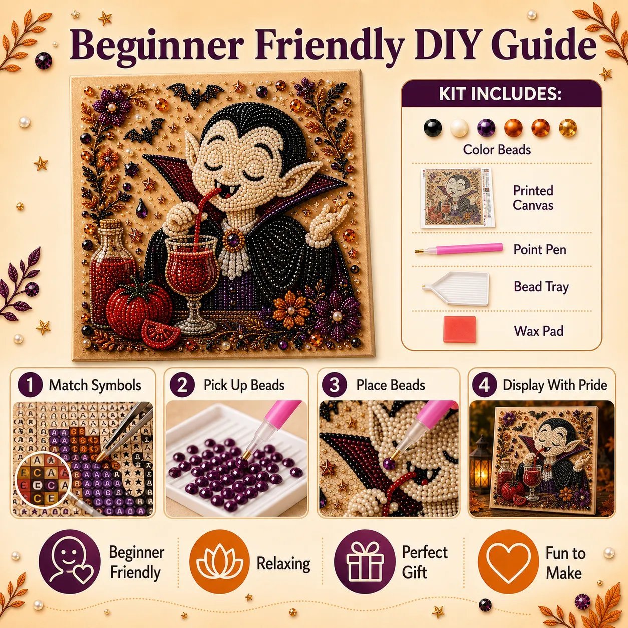 👻 Premium 3D Pearl Absurd Halloween Wall Art Kit | Luxury Flocked Canvas with Scratch-Resistant Non-Fading Pearl Beads DIY Funny Spooky Decor 🕷️✨
