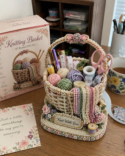 🧶 Knitting Basket 3D Beaded DIY Kit – Handmade Display Decor & Storage Basket