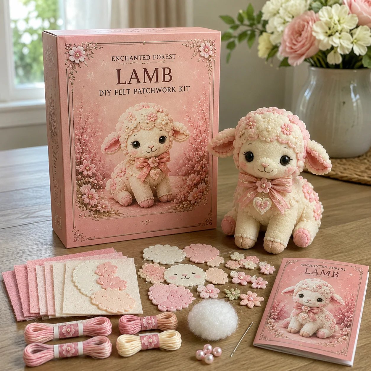 🔥LAST DAY 50% OFF - 💗Pink Woodland Friends DIY Felt Sewing Kit – Make Your Own Cute Animal