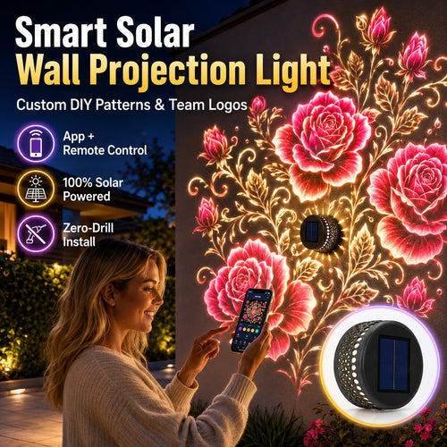 ✨Smart App-Controlled Solar Wall Projection Light (Custom DIY Patterns & Team Logos Edition)